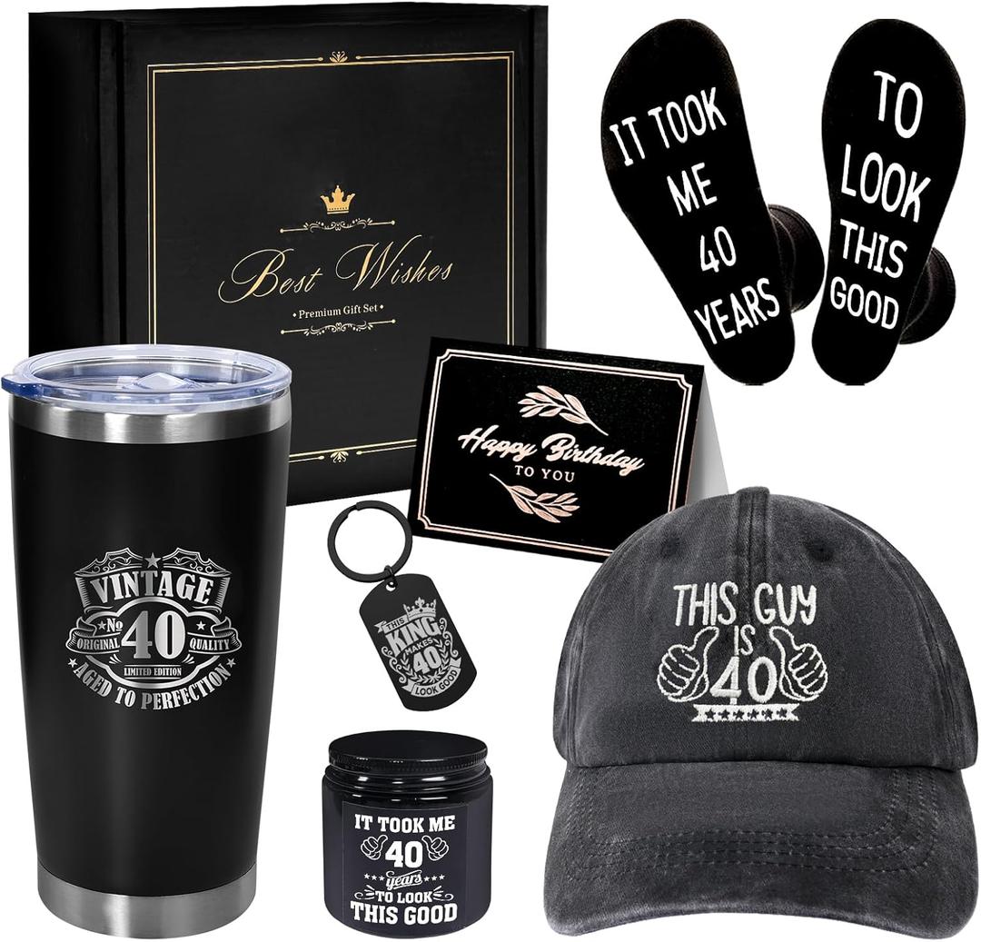 AYGE 40th Birthday Gifts for Men, Coworker, Teachers, Boss, Friends, Dad, Include 20 oz Insulated Tumbler, Gift Box for Men Turning 40 year old