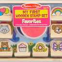 Melissa & Doug My First Wooden Stamp Set Favorites (8 Stamps with Handles, 2 Washable Ink Pads) Wooden Kids Stamps With Handles Set, For Kids Ages 3+
