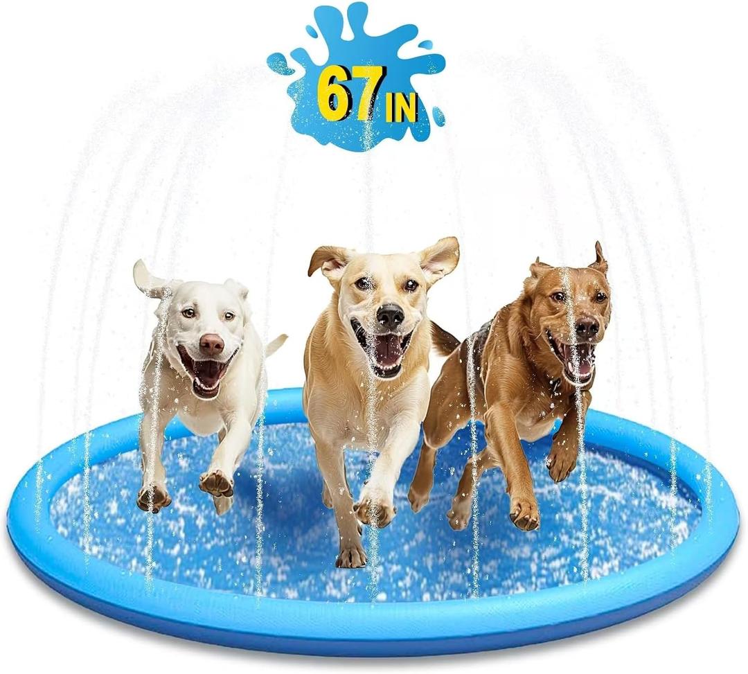 Splash Pad for Dog and Kids, 67IN Dog Pool Outdoor Water Toys, Dog Sprinkler, Water Play Pool, Perfect for Summer Backyard Fun Splash Pad for Dog and Kids, 67IN Dog Pool Outdoor Water Toys, Dog Sprinkler, Water Play Pool, Perfect for Summer Backyard Fun