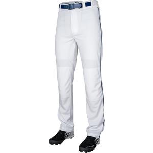 Rawlings | Mens Semi-Relaxed Full Length Baseball Pants | Piped | Adult Sizes | Multiple Colors (Large, White/Navy)