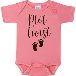 Plot Twist Infant Bodysuits, Baby Announcement Grandparents, Newborn Fashion Short Sleeves Clothes, Pink XS