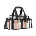 Relavel Clear Makeup Bag Professional Makeup Artist Kit Set Travel Cosmetic Organizer Case Transparent Stadium Approved Tote Bag Toiletry Lunch Duffle Work Shoulder Bag with Adjustable Dividers, Black