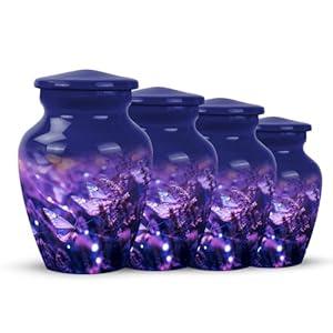 YATSKIA Butterfly Keepsake Urns for Human Ashes, Purple urn for Ashes for Women (3 Inch, Pack of 4)
