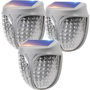 Energetic Solar Garden Lights with Dusk to Dawn Sensors, 3000K Warm White Magnetic Solar Outdoor Lights, IP65 Waterproof Outdoor LED Garden Solar Lights Customized for Planter Raised Beds, Pack of 3 (Gray)