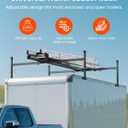 JY PERFORMANCE Ladder Rack for Trailer, Universal Trailer Roof Ladder Rack with Stoper, 5.77-8.65 ft Adjustable for Enclosed and Open Trailer, 400 LBS Capacity, Black