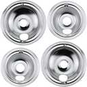 WB31T10010 Pack Of 3, WB31T10011 Pack Of 1, Chrome Range Drip Pans by Blutoget- Electric Stove Drip Pans Fit for GE Hotpoint Ken-more Electric Range with Locking Slot-Includes, WB31T10010 Size is 7.5" Inch, WB31T10011 Size Is 9.3/4" Inch