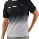 SOLY HUX Short Sleeve Shirts for Men Ombre Graphic Tops Crewneck T-Shirts Classic Tees (XL, Black)