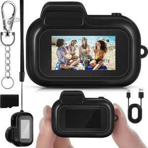 Mini Keychain Camera 1080p Small Nostalgia Retro Camera 100 Mins Battery Life Portable Micro Video for Photo Video Travel Study Recording(32gb)