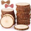 Fuyit Natural Wood Slices 25 Pcs 3.1-3.5 Inches Craft Wood Kit Unfinished Predrilled with Hole Wooden Circles Tree Slices for Arts and Crafts Christmas Ornaments DIY Crafts