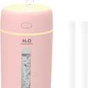 Lisacool Small Humidifier,Portable Mini Humidifier for Bedroom,Office, Car,Travel with Night Light, Auto Shut-Off,Super Quiet (Pink)