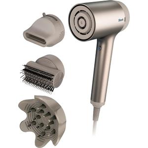 Shark HD120BRN Blow Dryer HyperAIR Fast-Drying with IQ 2-in-1 Concentrator, Styling Brush, and Curl-Defining Deep Diffuser Attachments, Ionic, No Heat Damage, for All Hair Types, Stone