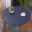 Round Plastic Table Cloth, with Soft Flannel Backing, 100% Waterproof Round Vinyl Tablecloth with Elastic, Indoor/Outdoor Picnic Tablecloths. (Dark Blue, Fits 40" - 44" Round Tables)
