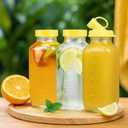 16 oz Glass Milk Bottles with Pour Dispenser, Reusable Juice Bottles with Airtight Lid for Fridge, Glass Pitchers with Scale, Gift for a New Mother