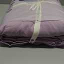 MooMee Bedding Sheet Set 100% Washed Cotton Linen Like Textured Breathable Durable Soft Comfy (Heathered Light Purple, King)