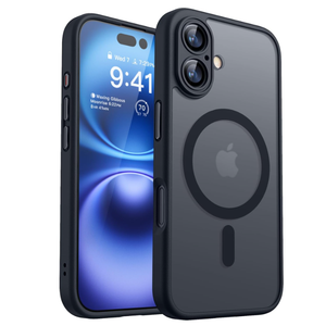 CANSHN Magnetic for iPhone 16 Case, Upgraded [Full Camera Protection] [Compatible with Magsafe] [Translucent Matte] Shockproof Protective Phone Case for iPhone 16 - Black