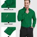 ZITY Men's Dress Shirts Solid Long Sleeve Business Casual Button Down Shirts (Green, XXXL)