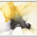 Stupell Industries Futuristic Yellow Cloud Abstraction Fluid Shape Distortion, Designed by Kippi Leonard White Framed Wall Art