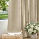jinchan Chenille Blackout Curtains for Bedroom 96 Inches Long Soft Beige Thermal Living Room Curtains Luxury Farmhouse Room Darkening Window Drapes 2 Panels Thick Dining Room & Patio Curtains Back Tab