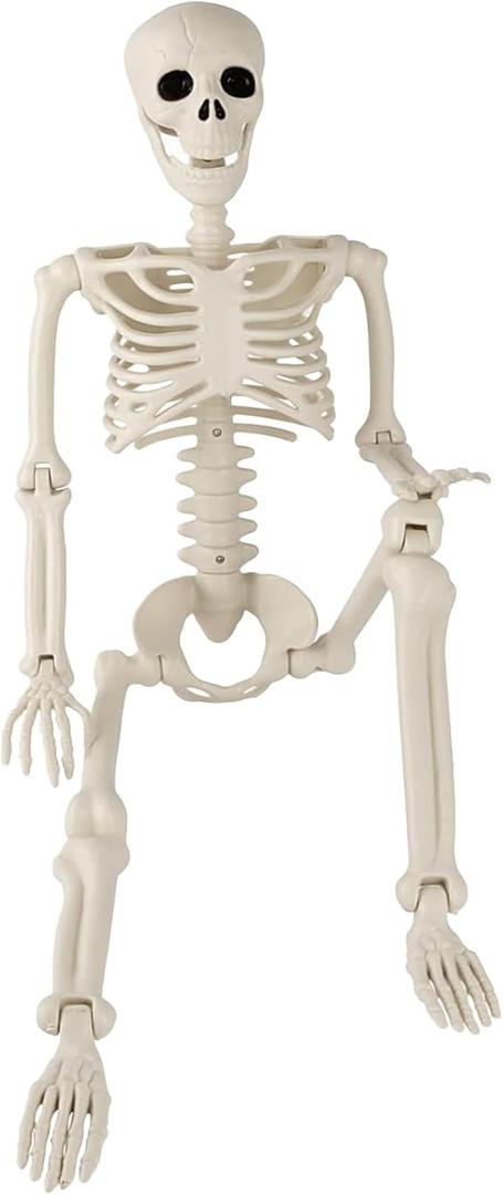 36" Halloween Skeleton, 3 ft Human Skeleton Full Body Posable Joints Plastic Skeleton for Halloween Decoration, Yard Patio Lawn Garden Skeleton Spooky Party Decoration Indoor Outdoor