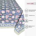 ATOSII Clover Pink 100% Cotton Fall Tablecloth, Handblock Print Rectangle Table Cover for Kitchen Dining Linen I Parties, Weddings, Outdoors, Easter Table Cloth Decor 60 X 90 Inches I 6 Seater