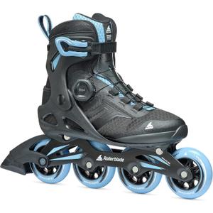 Rollerblade Macroblade 84 BOA Women's, Adult Fitness Inline Skate, Black & Powder Blue, Performance Inline Skates, Size 7/7.5