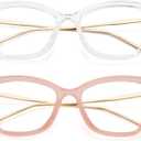 SCVGVER Trendy Cat Eye Glasses Non-Prescription Clear Frame Glasses for Women Men(White + Pink)