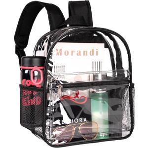 ZENPUNK Clear Backpack for Stadium Approved 12126, Small Size See Through Bag, PVC Transparent Backpack for Festival Sport Event Concerts (BLK) (Black)