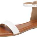 Katliu Women's Ankle Strap Flat Sandals One Band Dressy Sandals Square Open Toe Sandals for Summer with Back Zipper, Size 41