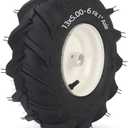 GICOOL 13x5.00-6" Tubeless Tiller Tire and Wheel, 【1" Axle Size】, 3-1/8" Centered Hub, 13x5-6 Agriculture Super Lug Tractor & Trencher Tire Replacement, 1 Pack