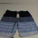 ELETOP Men's Swim Trunks Quick Dry Bathing Suit Swimming Board Shorts Mesh Lining Beach Swimwear (X-Large, 000 Stripe Blue)