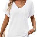 Dokotoo Womens Waffle Knit Tops 2026 Spring Summer V Neck Shirts Casual Trendy Women's Blouses Basic Tee S