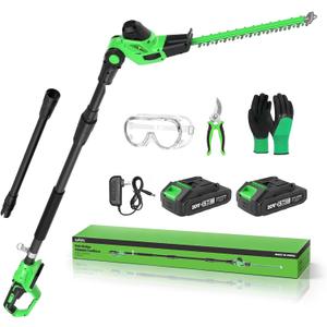 18-Inch 20V Cordless Pole Hedge Trimmer with Extension Pole