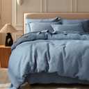 Bedsure Cotton Duvet Cover King - 100% Cotton Waffle Weave Grey Blue Duvet Cover King Size, PureWoven Breathable Bedding Set for All Season, 3 Pieces, 104"x90"