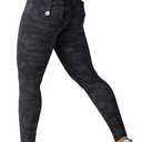 YEOREO Leggings with Pockets for Women Charm Scrunch Workout Leggings V Cross Waist Butt Lifting Gym Yoga Pants Black Camo L