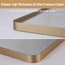 LOAAO 40X30 Gold Bathroom Mirror, Rounded Rectangle Gold Frame Mirror, Brushed Gold Bathroom Vanity Mirror Wall-Mounted, Anti-Rust, Tempered Glass, Hangs Horizontally or Vertically
