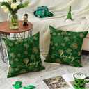 AVOIN colorlife St Patricks Day Lucky Shamrock Throw Pillow Cover, 18 x 18 Inch Clover Golden Shimmer Cushion Case Decoration for Sofa Couch Set of 2