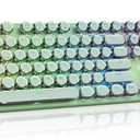 Redragon K710 Wireless Typewriter Mechanical Gaming Keyboard, Bluetooth/2.4Ghz/Wired, RGB Led Backlit, Blue Switch - Clicky, Rechargeable, Solid Metal Panel, Round Keycaps, Green