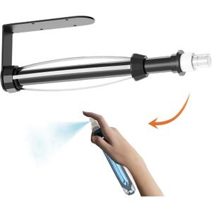 Under Cabinet,Damping Paper Towel Holder Wall Mount,Self-Adhesive or Drilled Paper Towel Holder with Spray Bottle,Black for RV Kitchen Bathroom