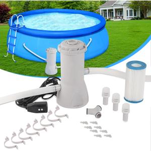 TonGass 1000 GPH Pool Pumps, Above Ground Pool Filter Pump for Swimming Pools 1000 GPH Pumps Flow Rate All-in-One Above Ground Pools Filters Pump Accessories Uses Type A or C Filter Cartridge