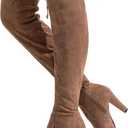 Vepose Women's Aria Thigh High Over The Knee Boots, Cute Suede Long Boots with High Heel and Inner Zipper (7.5, Mocha Toffee Suede)
