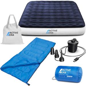 Active Era Luxury Camping Air Mattress Queen Sleeping Bag for Indoor and Outdoor Use Queen