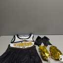 JenPen Cheerleader Costume Cheerleading Outfit Dress Cheer Uniform with Bow Halloween Dress up Gifts(5-7 Years, Black and Gold)