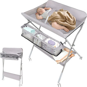 BlissBoard Portable Diaper Changing Table with Wheels for Baby, Mobile Folding Changing Station with 5-Level Adjustable Height and Large Storage Rack & Shelf
