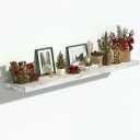 Vivelove Elm Wood Floating Shelf 48x8” Set of 1, Weathered White, 48x8”,Flat Edge