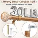 Boho Curtain Rods for Windows 48 to 84 Inches, Decorative 1'' Diameter Heavy Duty Adjustable Rustic Farmhouse Drapery Pole with Imitation Wood Grain Finials, Size: 30''-88''