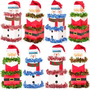 Gersoniel 12 Set Christmas Stacking Boxes Christmas Nesting Gift Box with Hats Santa Claus Snowman Stackable Boxes with Lids Xmas Decorative Present Box for Party Supplies Decor