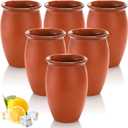 6 Pack Pottery Clay Cups, 20 Oz Cantaritos De Barro Mexicanos, Cocktail Drinking Glasses Bottles for Tequila, Margaritas, Mojitos, Taco Tuesday Cocktail Cups