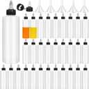 Eccliy 50 Pack 8.5 oz Plastic Squeeze Condiment Bottles with Twist on Cap Lids, Sauce Squeeze Multipurpose Squirt Bottles for BBQ Sauce Dressing Grilling Crafts Syrup Oil, 250 ml