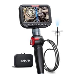 Ralcam Dual Lens Articulating Borescope 5", 6.5mm Slim Probe, Two-Way Articulated Endoscope Inspection Camera with 5FT Flexible Snake Cable for Engine Automotive HVAC Wall Pipe