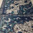 VK VK·LIVING Machine Washable Rug 5'x7' Vintage Design Washable Area Rugs with Non Slip Rugs for Living Room Bedroom Traditional Woven Rug Carpet Stain Resistant Home Decor Office Boho Rug (Navy)